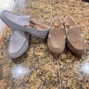 Hush Puppies Gray and Tan Flats Moccasin Style